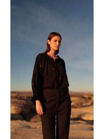 luna llena γυναικείο παντελόνι wide leg πλατύ με τσέπες