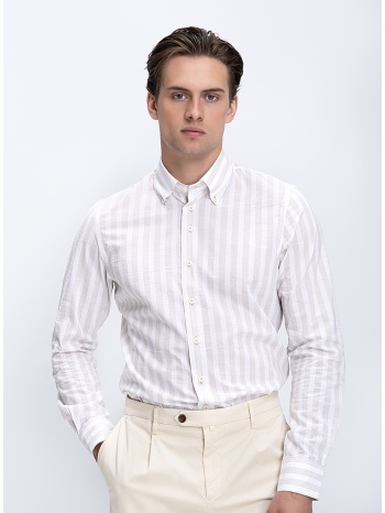 r2 amsterdam ανδρικό πουκάμισο με ρίγα και button down γιακά