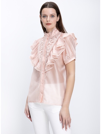 paper lace γυναικείο πουκάμισο κανονική γραμμή με δαντέλα