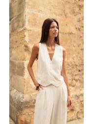 luna llena γυναικείο γιλέκο tailored με ρίγα και κουμπιά