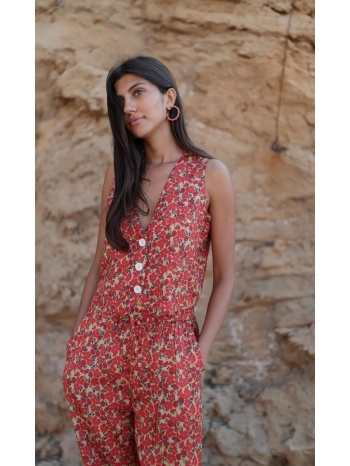 luna llena γυναικείο γιλέκο με βαθύ ντεκολτέ και κουμπιά