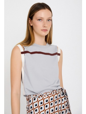 skatie γυναικείο τοπ πλεκτό slightly fitted με contrast