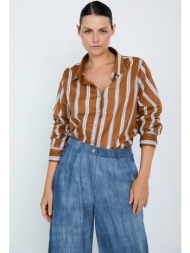 skatie γυναικείο πουκάμισο relaxed fit με ριγέ σχέδιο και κλασικό γιακά