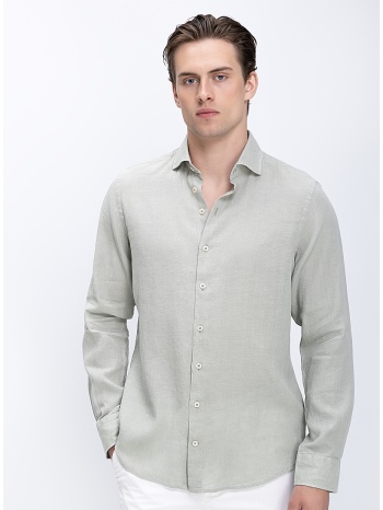 r2 amsterdam ανδρικό πουκάμισο regular fit με λινή υφή και