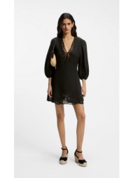 boss γυναικείο φόρεμα regular fit με balloon μανίκια και κεντημένες λεπτομέρειες