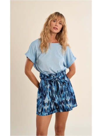 molly bracken γυναικείο ψηλόμεσο σορτς εμπριμέ με paperbag