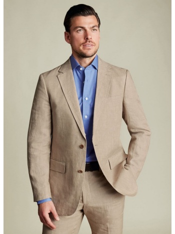charles tyrwhitt ανδρικό σακάκι λινό modern fit σε μπεζ σε προσφορά