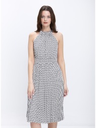 anonyme γυναικείο φόρεμα regular fit midi με halter λαιμόκοψη και γεωμετρικό μοτίβο