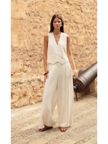 luna llena γυναικείο παντελόνι ψηλόμεσο wide leg με ρίγα