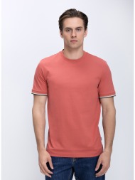 boss ανδρικό t shirt βαμβακερό regular fit με signature stripe στα μανίκια