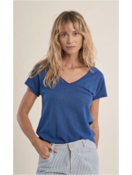 molly bracken γυναικείο μπλουζάκι με v λαιμόκοψη και κεντημένη λεπτομέρεια