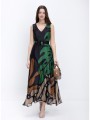 anonyme γυναικείο φόρεμα regular fit maxi με v λαιμόκοψη και tropical print