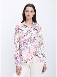 γυναικείο πουκάμισο κανονική γραμμή με floral print