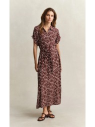 gant γυναικείο φόρεμα midi relaxed fit με monogram print και cap sleeves