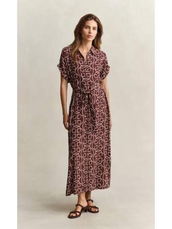 gant γυναικείο φόρεμα midi relaxed fit με monogram print