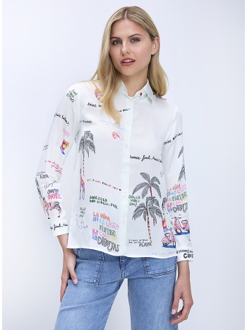 vilagallo γυναικείο πουκάμισο με διακοσμητικό lettering