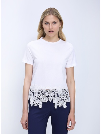 γυναικεία μπλούζα βαμβακερή με δαντελένια λεπτομέρεια