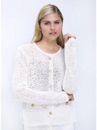 γυναικεία ζακέτα regular fit με κουμπιά και στρογγυλή λαιμόκοψη