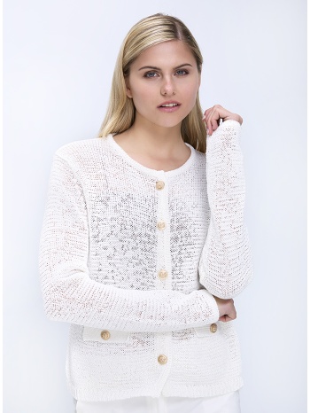 γυναικεία ζακέτα regular fit με κουμπιά και στρογγυλή