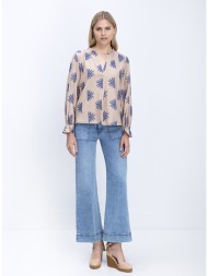 vilagallo γυναικείο τζιν παντελόνι wide leg με ψηλόμεση γραμμή και τσέπες