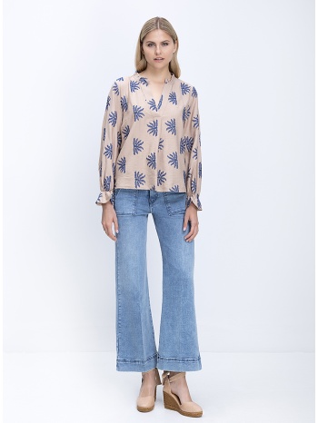 vilagallo γυναικείο τζιν παντελόνι wide leg με ψηλόμεση