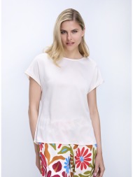 diana d γυναικείο μπλουζάκι regular fit με στρογγυλή λαιμόκοψη και κοντό μανίκι