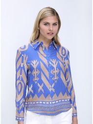 anonyme γυναικείο πουκάμισο regular fit με all over print και γιακά