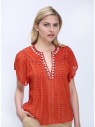 la fee maraboutee γυναικείο μπλουζάκι regular fit με κεντημένες λεπτομέρειες και v λαιμόκοψη