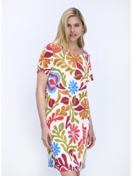 diana d γυναικείο mini φόρεμα regular fit με floral σχέδιο και κοντό μανίκι