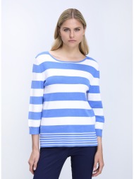 γυναικείο πλεκτό με ριγέ σχέδιο και boat λαιμόκοψη