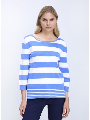 γυναικείο πλεκτό με ριγέ σχέδιο και boat λαιμόκοψη