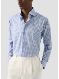 eton ανδρικό πουκάμισο slim fit με breeze poplin υφή και καρό σχέδιο