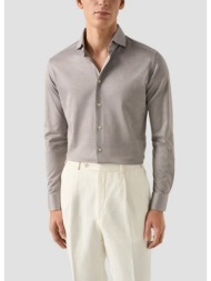 eton ανδρικό πουκάμισο slim fit με filo di scozia jersey και πλεκτή υφή