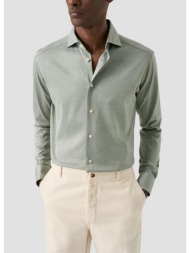 eton ανδρικό πουκάμισο slim fit με filo di scozia jersey και πλεκτή υφή