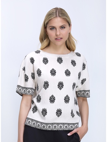 mina roo γυναικεία μπλούζα με ethnic print και