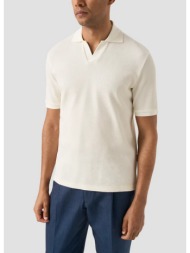 eton ανδρική μπλούζα polo βαμβακερή με jacquard υφή και ανοιχτό γιακά regular fit