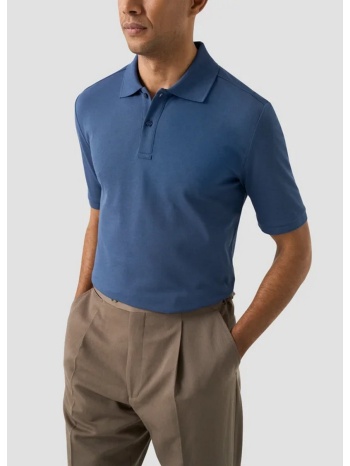 eton ανδρικό polo βαμβακερό pima με knit γιακά και pique