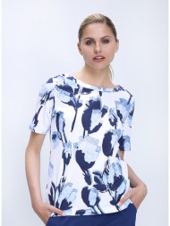 γυναικεία μπλούζα με floral print και κοντό μανίκι