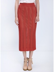 pennyblack γυναικεία φούστα midi slim fit με πλεκτή διάτρητη υφή και ελαστική μέση