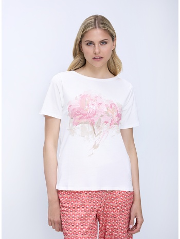 monari γυναικεία μπλούζα βαμβακερή με floral print και