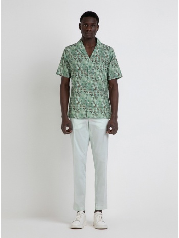 markup ανδρικό λινό πουκάμισο floral relaxed fit σε πράσινο σε προσφορά