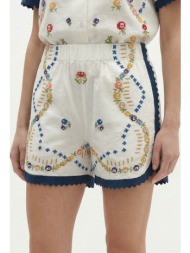 berenice γυναικείο shorts με πολύχρωμο κέντημα
