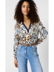 gerard darel γυναικεία μπλούζα printed regular fit με tunisian γιακά
