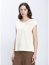 the fashion people γυναικεία βαμβακερή μπλούζα regular fit με τσέπη