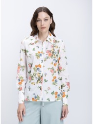 the abito γυναικείο βαμβακερό πουκάμισο με floral σχέδιο