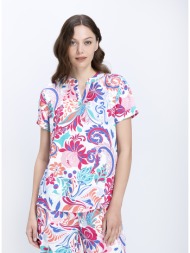 γυναικεία μπλούζα regular fit με πολύχρωμο floral print