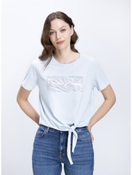 gaudi γυναικεία μπλούζα regular fit με knot detail και logo print
