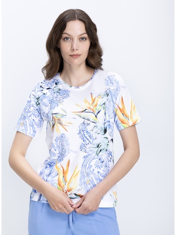 γυναικεία μπλούζα βαμβακερή με tropical floral μοτίβο