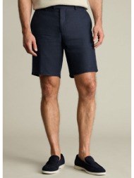 charles tyrwhitt ανδρική βερμούδα slim fit από λινό με ελαστική μέση