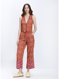 luna llena γυναικείο παντελόνι wide leg με floral print